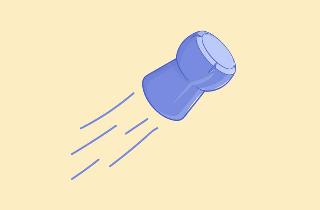 An illustration of a flying cork representing loosing mucus plug.