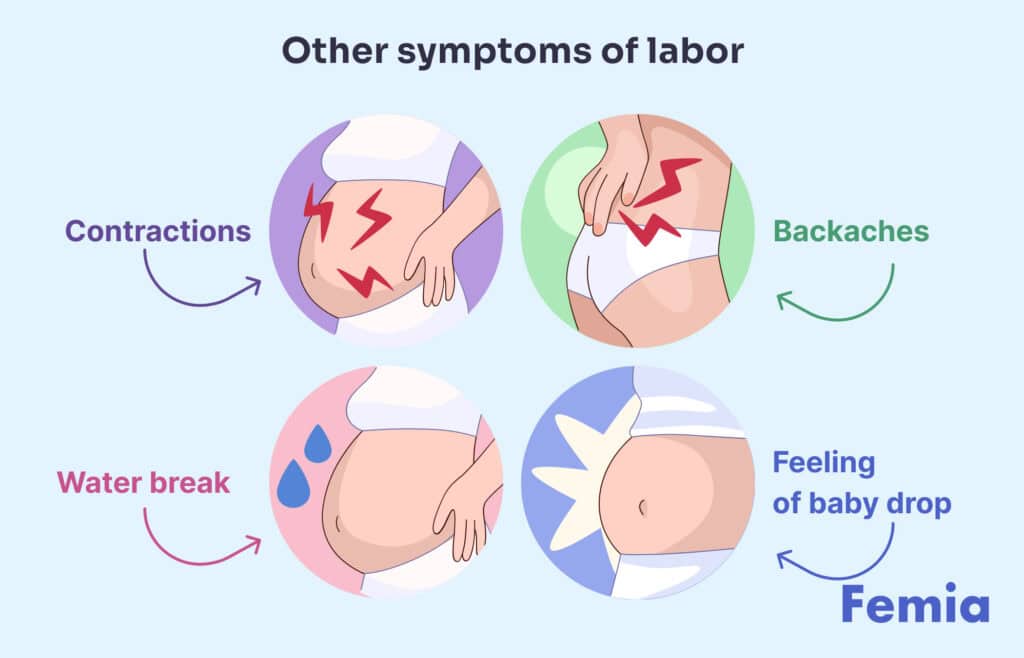 An illustration showing the other symptoms of labor.