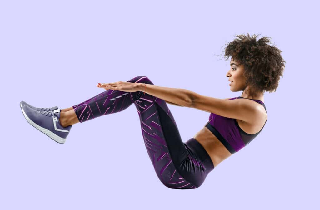 A photo of a woman doing a cycle syncing workout.