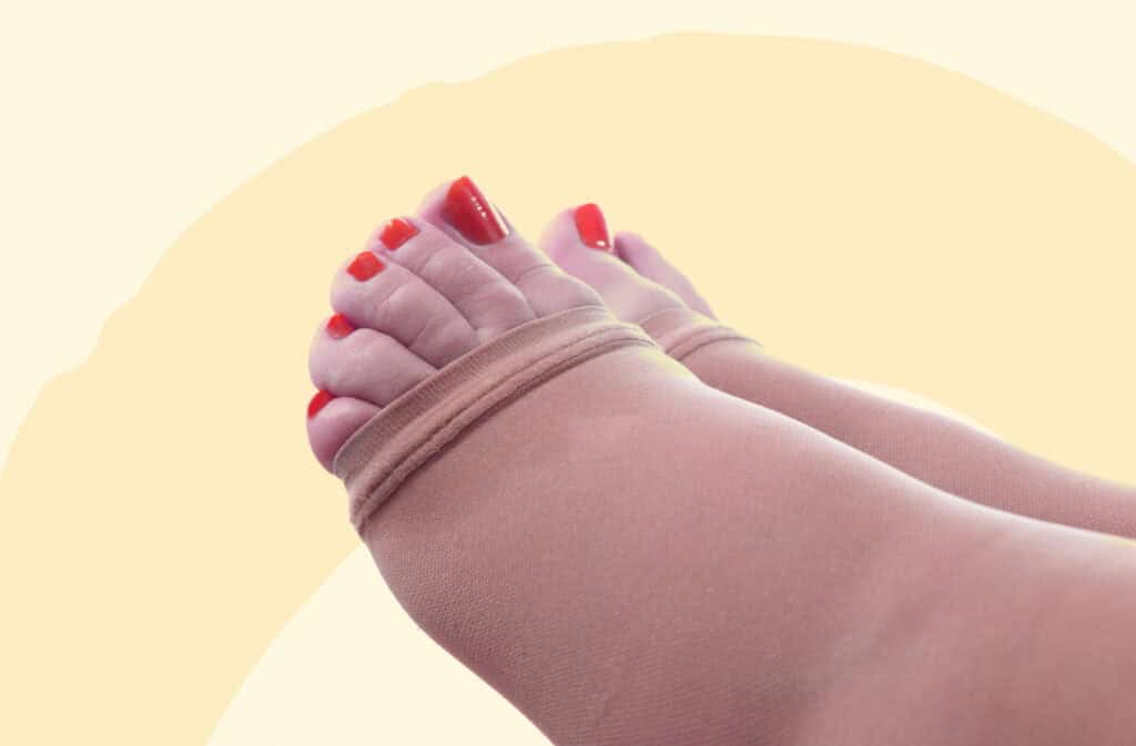 A photo of swollen feet after birth, representing when to worry.