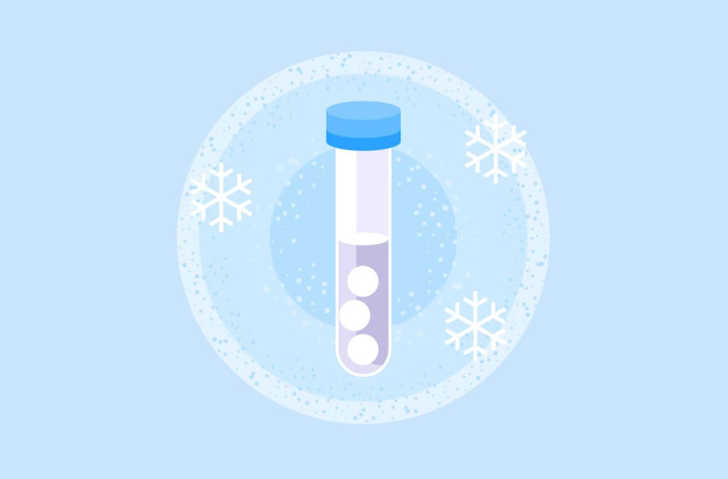 An illustration of a frozen test tube representing egg freezing.